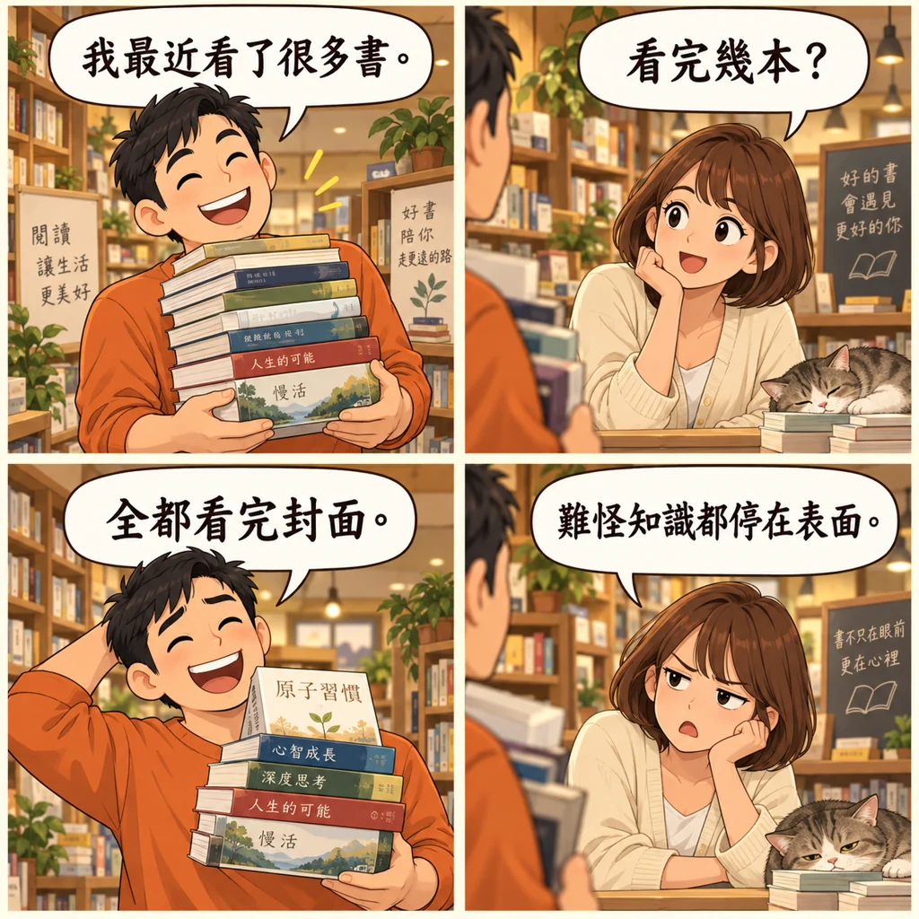 男子自稱看了很多書,其實只看過封面。